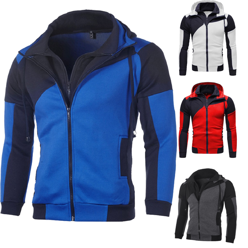 Outdoor Sport Coat - Sweatshirt bertudung ritsleting kasual pria, jaket